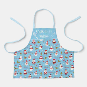 Niedlicher Schneefahrer Weihnachtsfamilie Schürze
