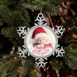 Niedlicher Schneeflocken-Foto Schnee Schneeflocken Zinn-Ornament