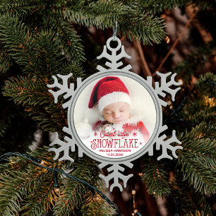 Niedlicher Schneeflocken-Foto Schnee Schneeflocken Zinn-Ornament