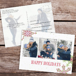 Niedlicher Schneeflocken Whimsikfarben 4 Foto Feiertagspostkarte