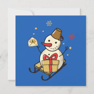 Niedlicher Schneemann auf Schlitten