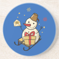 Niedlicher Schneemann auf Schlitten