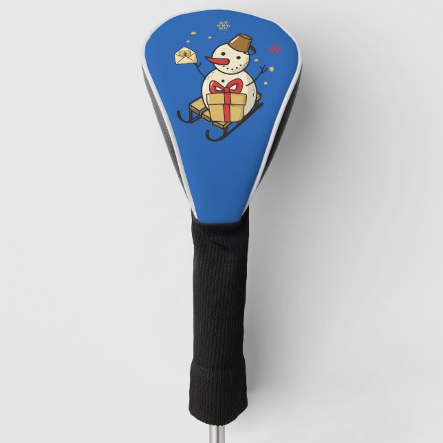 Niedlicher Schneemann auf Schlitten Golf Headcover (Vorderseite)