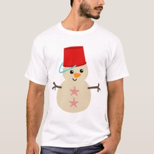 Niedlicher Schneemann aus Sand mit Pail für Hut T-Shirt