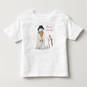 Niedlicher Schneemann bei Weihnachten im Schnee Kleinkind T-shirt