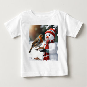 Niedlicher Schneemann fütterte ein robustes Weihna Baby T-shirt