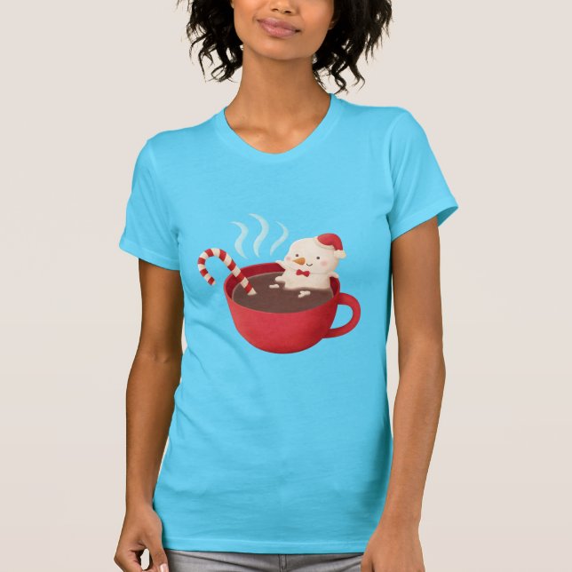 Niedlicher Schneemann im Red Cup of Hot Kakao-T-Sh T-Shirt (Vorderseite)