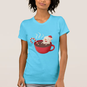 Niedlicher Schneemann im roten Becher mit heißer S T-Shirt