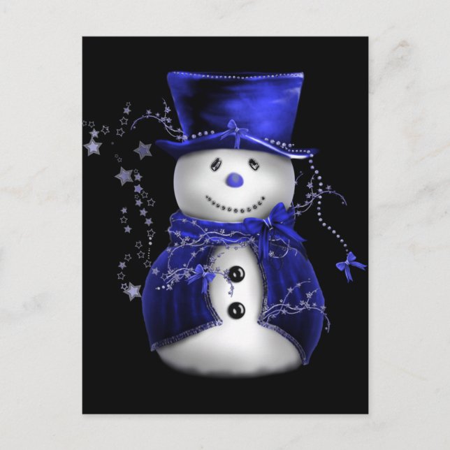 Niedlicher Schneemann in Blue Velvet Weihnachten (Vorderseite)