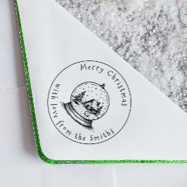 Niedlicher Schneemann in Snow Globe Frohe Weihnach Permastempel