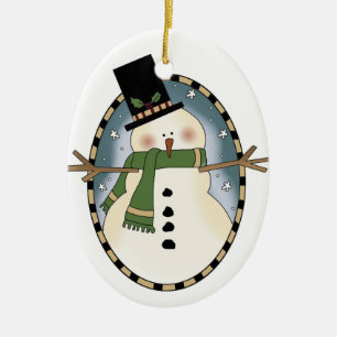 Niedlicher Schneemann Keramik Ornament