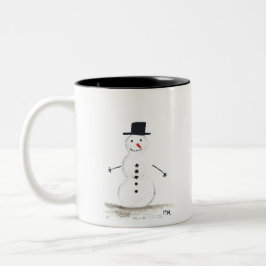 Niedlicher Schneemann Kinder Kinder Winterschnee Zweifarbige Tasse