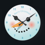 Niedlicher Schneemann-Kopf mit rosigen Wangen Runde Wanduhr<br><div class="desc">Stellen Sie sich diese coole Wanduhr in Form eines Schneemanns vor,  um jemanden zu überraschen,  der in dieser Weihnachtszeit ein wirklich niedliches Weihnachtsgeschenk hat!</div>