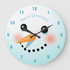 Niedlicher Schneemann-Kopf mit rosigen Wangen Runde Wanduhr