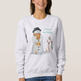 Niedlicher Schneemann lächelt bei Weihnachten im S Sweatshirt