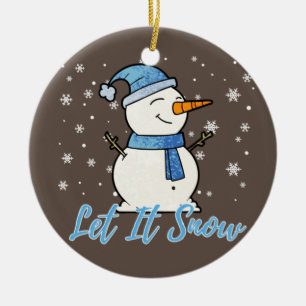 Niedlicher Schneemann lassen es Schnee Weihnachtsf Keramik Ornament