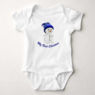 Niedlicher Schneemann mit Blue Hat Baby Strampler