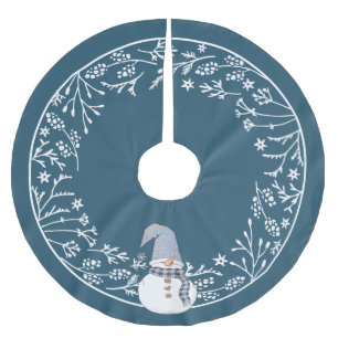 Niedlicher Schneemann mit einfachem weißem botanis Polyester Weihnachtsbaumdecke