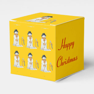 Niedlicher Schneemann mit Weihnachts-Strumpf Geschenkschachtel