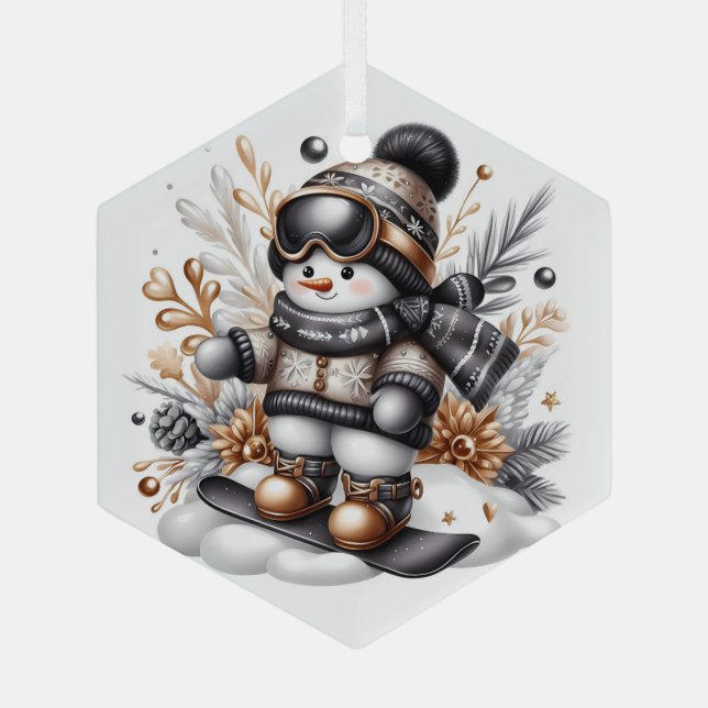 Niedlicher Schneemann Ornament Aus Glas (Rückseite)