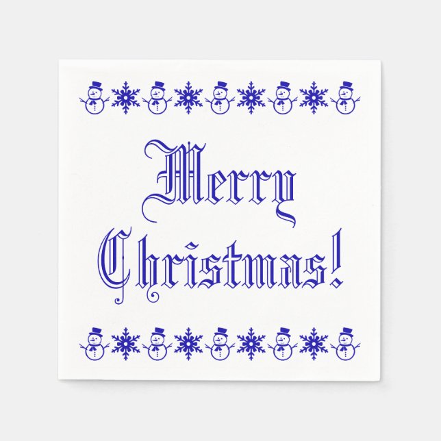 Niedlicher Schneemann-Schneeflocken Serviette (Vorderseite)