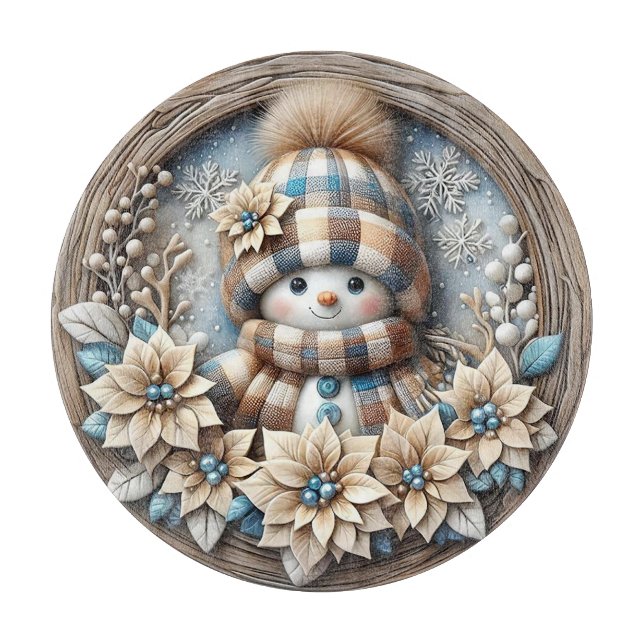 Niedlicher Schneemann Schneidebrett (Vorderseite)