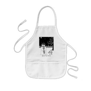 Niedlicher Schneemann Schwarz-Weiß-Illustration We Kinderschürze
