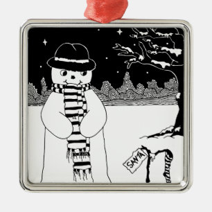 niedlicher Schneemann Silbernes Ornament