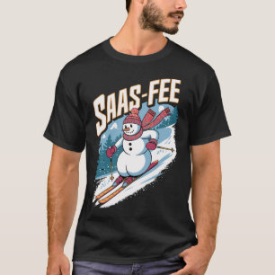 Niedlicher Schneemann Skifahren T-Shirt