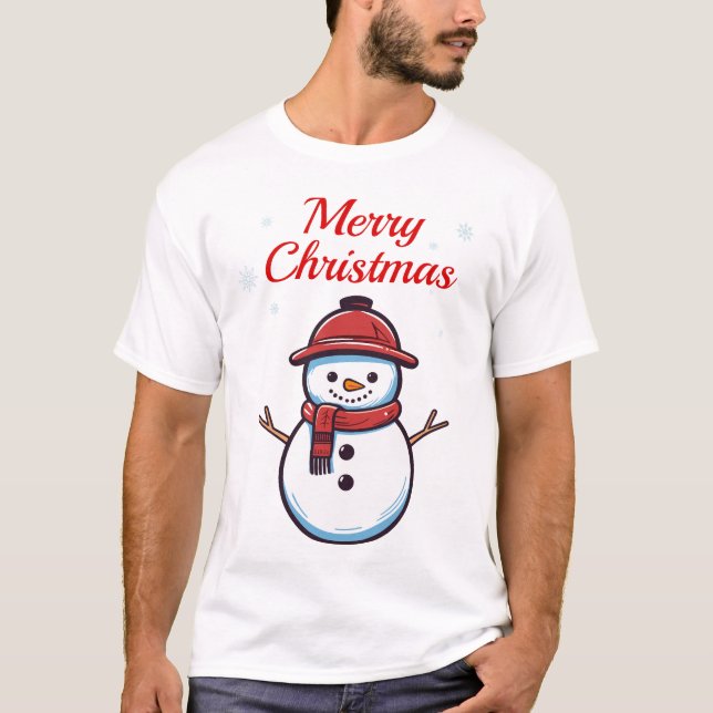 Niedlicher Schneemann T-Shirt (Vorderseite)