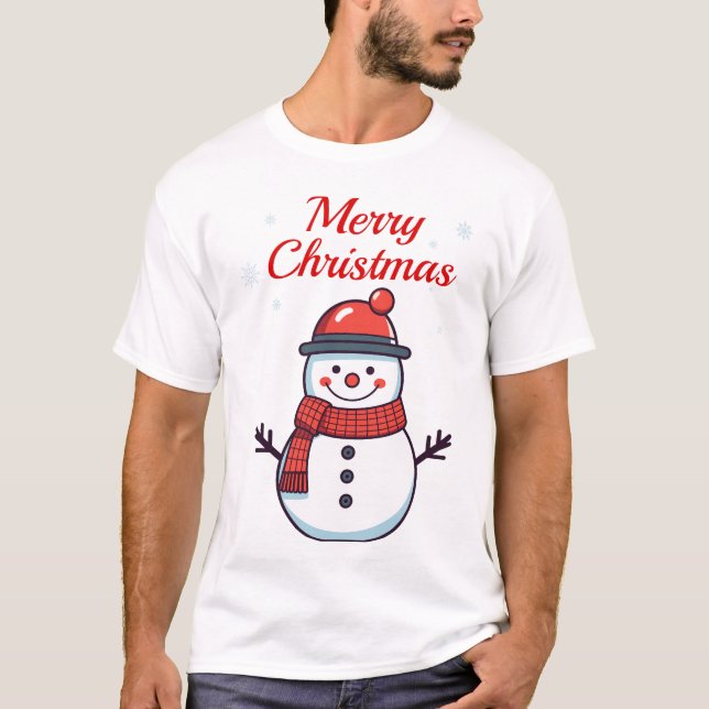 Niedlicher Schneemann T-Shirt (Vorderseite)