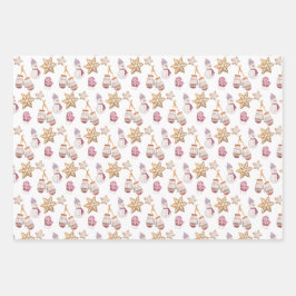 Niedlicher Schneemann und Cookies Geschenkpapier Set