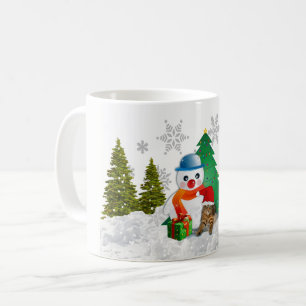 Niedlicher Schneemann und Weihnachtsbaum Kaffee Ta Kaffeetasse