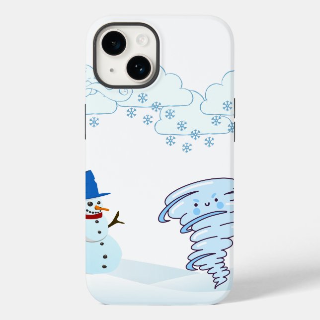 Niedlicher Schneemann und Wind Case-Mate iPhone Hülle (Rückseite)