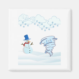 Niedlicher Schneemann und Wind Magnet