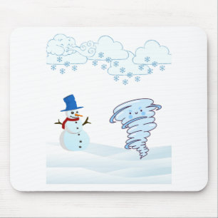 Niedlicher Schneemann und Wind Mousepad