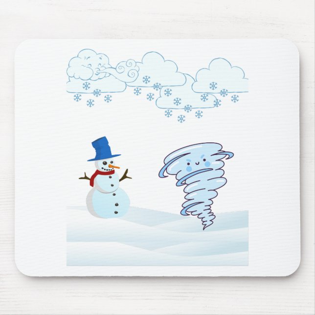 Niedlicher Schneemann und Wind Mousepad (Vorne)