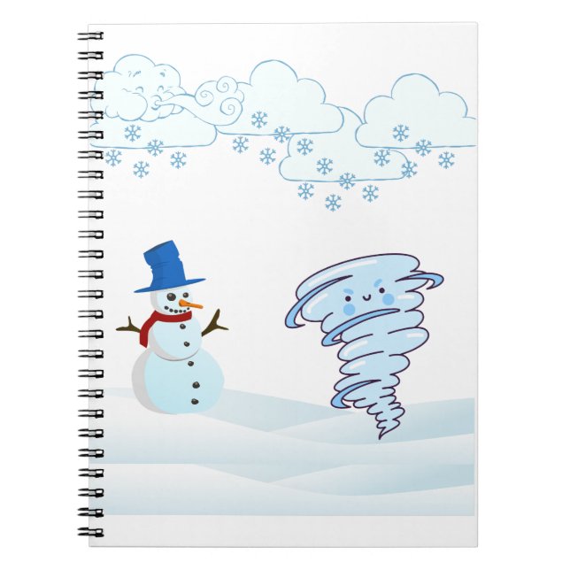 Niedlicher Schneemann und Wind Notizblock (Vorderseite)