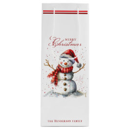 Niedlicher Schneemann und Winter-Individuelle Name Geschenktüte Für Weinflaschen