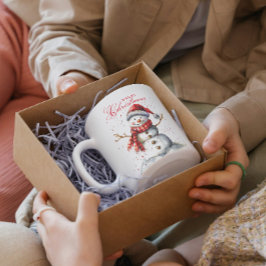 Niedlicher Schneemann und Winter White Frohe Weihn Kaffeetasse