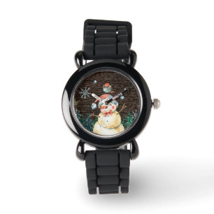 Niedlicher Schneemann & Waldtiere Weihnachten Nied Armbanduhr