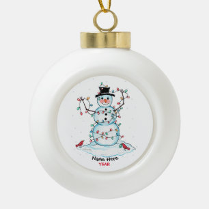 Niedlicher Schneemann Wasserfarbe im Lichterkloste Keramik Kugel-Ornament