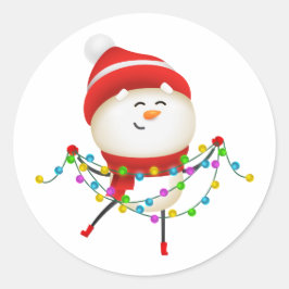 Niedlicher Schneemann Weihnachten, Santa Geschenk Runder Aufkleber