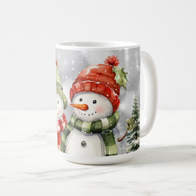 Niedlicher Schneemann Weihnachten Winterurlaub Kaffeetasse (VorderseiteRechts)