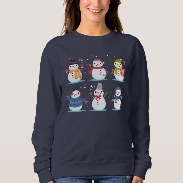 Niedlicher Schneemann Weihnachts-Pullover Sweatshirt (Vorderseite)