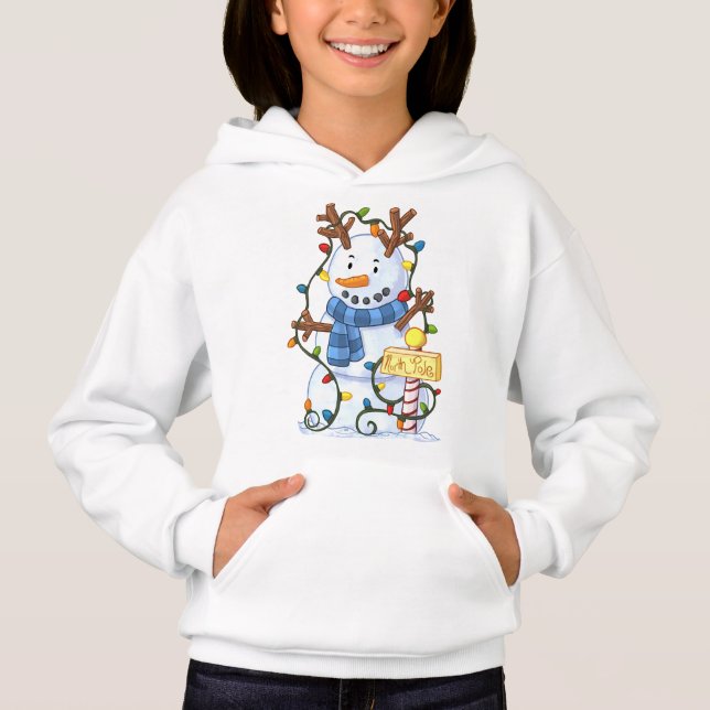 Niedlicher Schneemann WeihnachtsWinter Hoodie (Vorderseite)