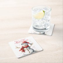 Niedlicher Schneemann Winter Wasserfarbe Frohe Wei