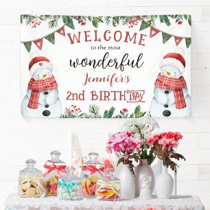 Niedlicher Schneemann Winter Weihnachten 2. Geburt Banner