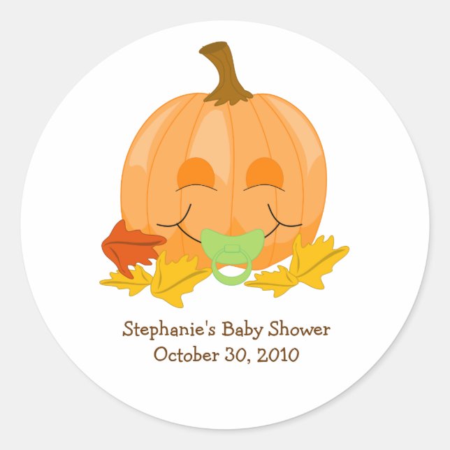 Niedlicher Schnuller Pumpkin Baby Dusche Gefälligk Runder Aufkleber (Vorderseite)