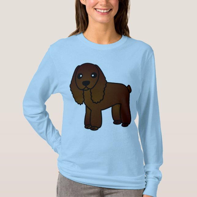 Niedlicher Schokoladen-Cockerspaniel-Cartoon T-Shirt (Vorderseite)